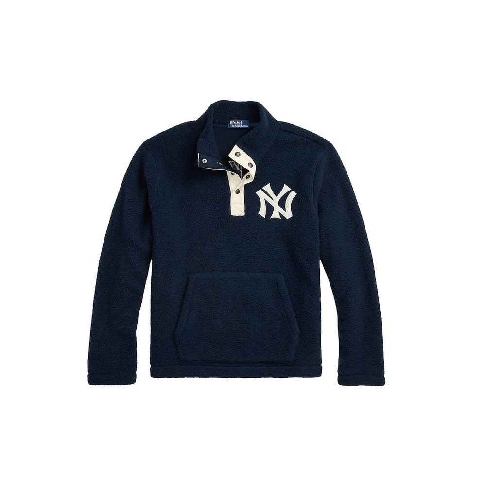 New York Yankees Polo Ralph Lauren Vintage Fleece Quarter-Snap Pullover M - NEW